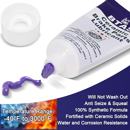 Brake Grease for Brake Parts Lubricant,Caliper Sliding Pin and Pad Lube,Silicone Brake Grease of High Temp Synthetic Ceramic 1oz