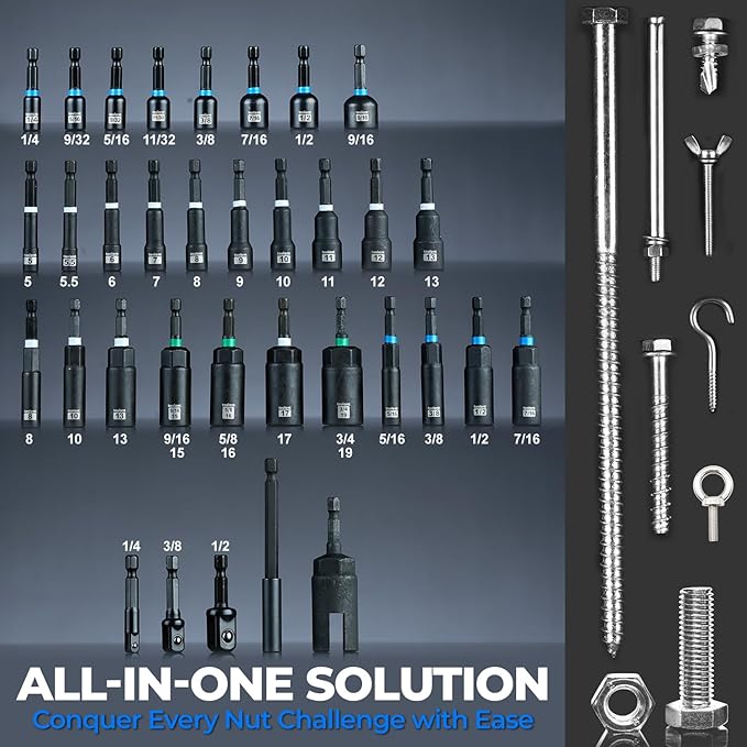 toolant Magnetic Nut Driver Set, 10pcs Metric Impact Driver Bit Set, 5~13mm Nut Driver, 1/4'' Quick Change