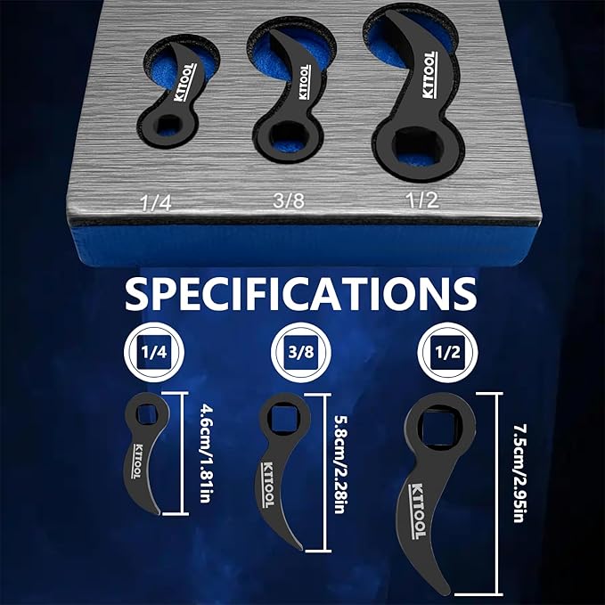 3 Pcs Pry Bar Wrench Adaptor Head Set, Crowbar Adapter Head Tool, Half Shaft Removal Car Repairing Tools 1/2" 3/8" 1/4" D (Square) Profile
