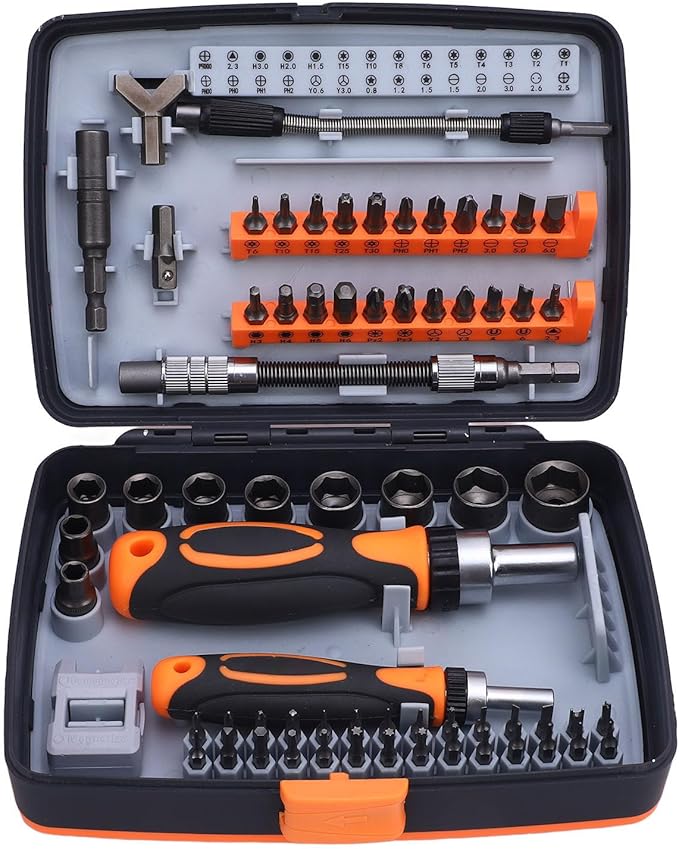 Ratcheting Screwdriver Set, 68 in 1 Socket Set and Magnetic Screwdriver Bit Set with Ratcheting Handle, Extension Bar, Storage Case, for electronic products, household appliances