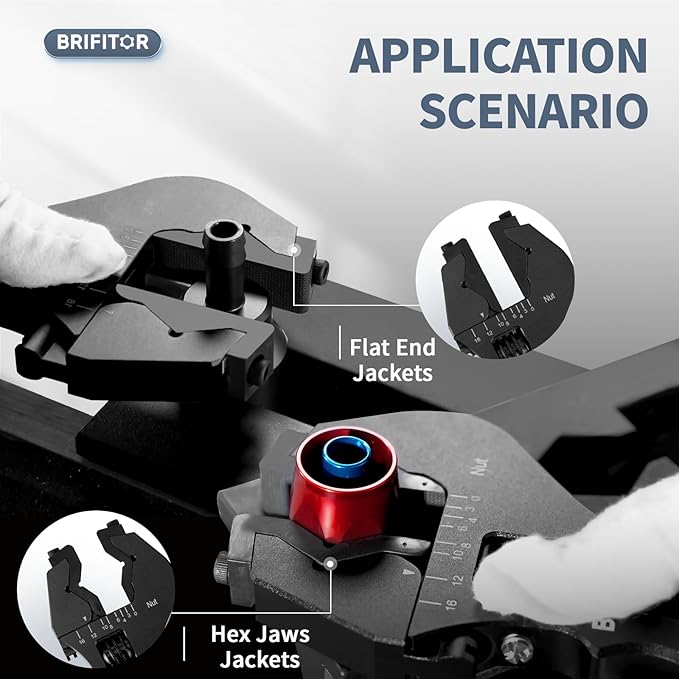 BRIFITOR Non Marring AN Fittings Wrench Adjustable Aluminum AN Wrench For 3AN-16AN Hose End Fittings With Replaceable Hex Type & Flat Type Jaw Protectors, Black.