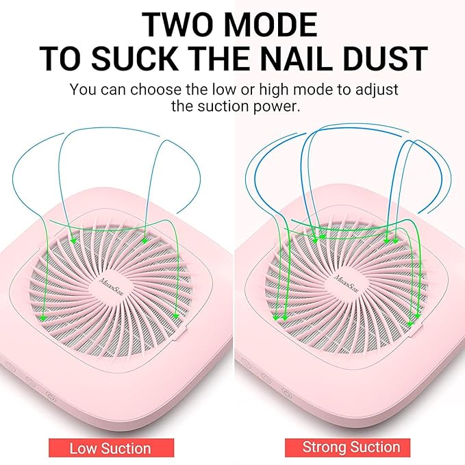 MelodySusie Professional Nail Dust Collector, SPro 4000RPM Nail Vacuum Fan with 2 Powerful Suction Modes & Reusable Filter, Essential Tool for NAI Tech & Salon Use,Pink