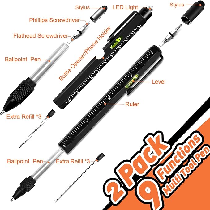 KEZKALS Valentines Day Gifts for Him, 9 in 1 Multitool Pen Set Gifts for Men, Mens Valentines Gifts for Husband, Mens Gifts for Dad, Birthday Gifts for Men Who Have Everything, Cool Gadgets Tools