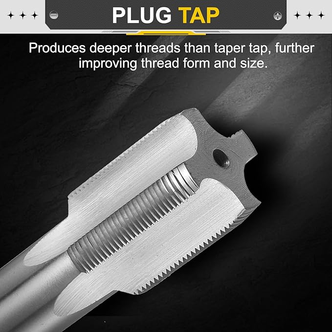 uxcell Hand Plug Tap M25 x 1.25 H2 Metric Thread Plug Style Taps Straight Flute Screw Tapping Threading Tool High Speed Steel HSS6542