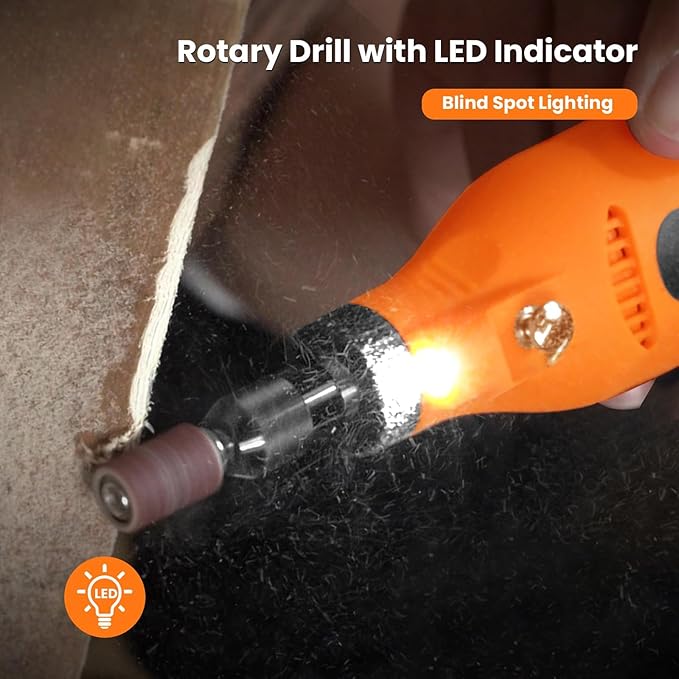 HARDELL Mini Cordless Rotary Tool Kit, 5-Speed and USB Charging with 69 Accessories, Multi-Purpose 4V Power Rotary Tool for Sanding, Polishing, Drilling, Etching, Engraving, DIY Crafts(Light Orange)