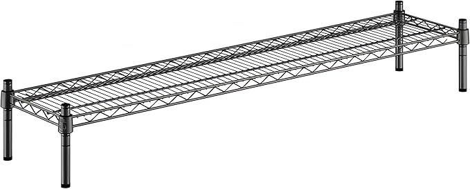 12" x 54" x 8" Black Epoxy Wire Storage Shelf, Dunnage Rack, Commercial 1 Tier Small Shelf