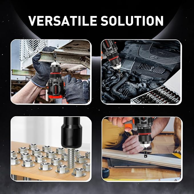 COMOWARE Magnetic Impact Nut Driver Set, 55Pcs Deep Nut Driver Set, Metric/SAE Sockets, Bit Extension, 1/4'' Quick Change, Cr-V Steel for Automotive & Industrial Use