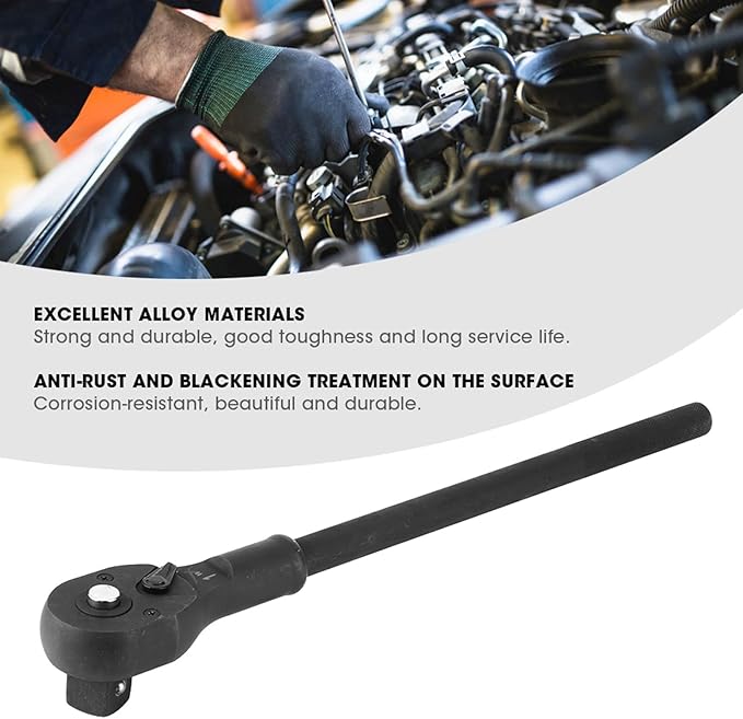 1" Ratchet with 13" Long Handle, Heavy Duty Quick Release Reversible Switch Full Polish Grip Drive Ratchet Socket Wrench, Gifts for Men & Dad, 18.9 Inch Overall Length