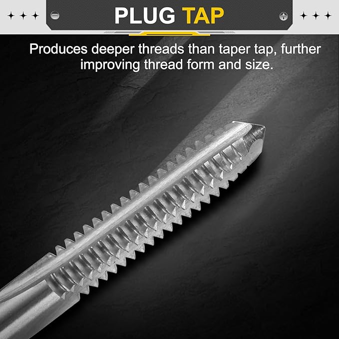 uxcell Hand Plug Tap M6 x 1.25 H2 Metric Thread Plug Style Taps Straight Flute Screw Tapping Threading Tool High Speed Steel HSS6542