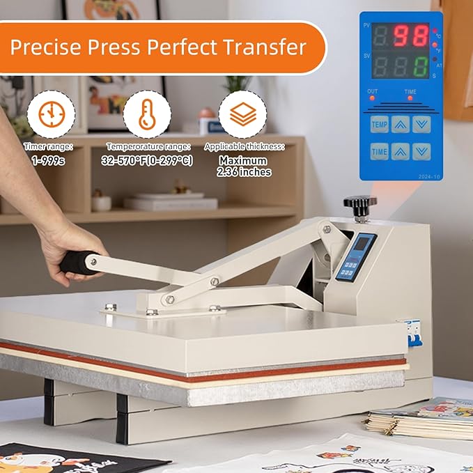 Heat Press 16x32 in, Large Format Manual Heat Press Machine for T Shirts, Swing Away T Shirt Pressing Machine for Garments Bag Textile Curtain Mousepad, with Slide-Out Base, Grey