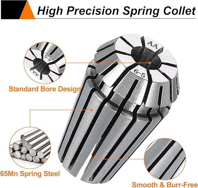 HARFINGTON Spring Collet Chuck ER16 6mm 65Mn Spring Steel Precision Router Collets for CNC Engraving Milling Lathe Tool