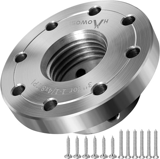 3" Wood Lathe Steel Faceplate,Faceplate for Wood Lathe,Lathe Face Plate Fit for 1-1/4" x 8TPI Spindle