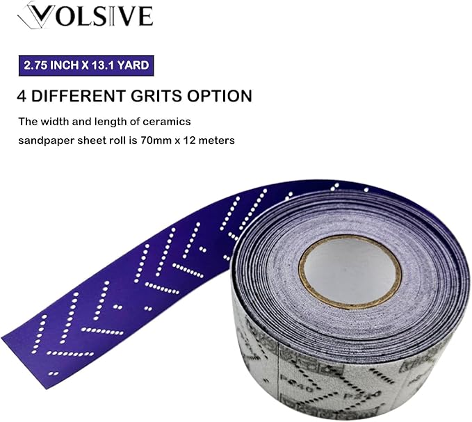 Abrasive Sheet Roll Multi-Hole Sanding Roll Automotive Sandpaper Roll Clean Sand Sheet Roll for Woodworking, Auto Body Repair, 70 mm x 12 m - 400 Grit
