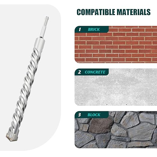 1-1/8 in x 10.2 in (28 x 260mm) SDS Plus Rotary Hammer Drill Bit, Concrete Drill Bit,Masonry Drill Bit for Concrete, Brick and Cement, Length : 260mm / 10.2 inch, 1-1/8 inch （ 28mm