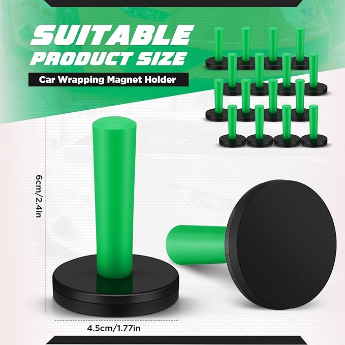 Dunkive 16 Pcs Green Car Vinyl Wrap Magnets Holder Tool Kits for Car Wrapping and Crafts Sign Making Window Tint Tools Magnets