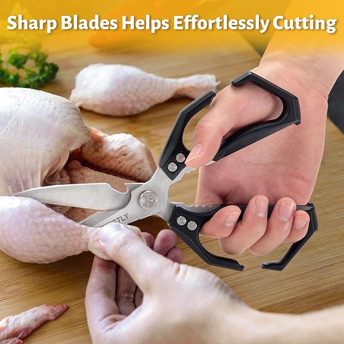 Heavy Duty Kitchen Shears & Poultry Scissors Professional All Purpose Stainless Steel Kitchen Scissors for Food, Meat, Herbs, Pizza, Bones, Ergonomic Cooking Shears