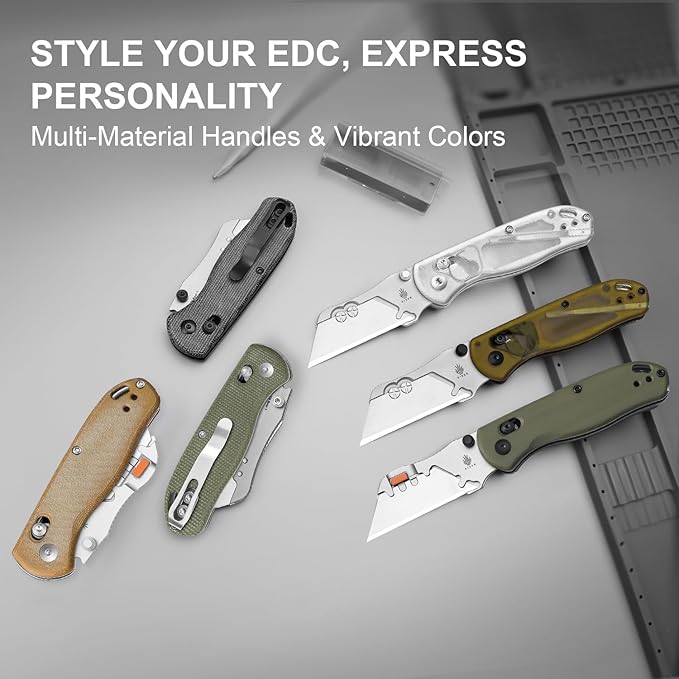 Kizer Uti Bear(New Dual-screw Version) Folding Utility Knife, Clutch Lock Box Cutter EDC Pocket knife with 5PCS Razor Blades, Pocket Knives with Pocket Clip for Men Women V3619JA5