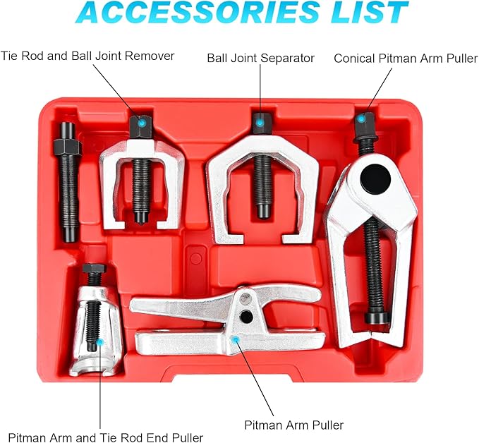 Nilight Ball Joint Separator, Pitman Arm Puller, Tie Rod End Tool, 5-in-1 Front End Service Set for Easy Removal, Splitter Removal Kit