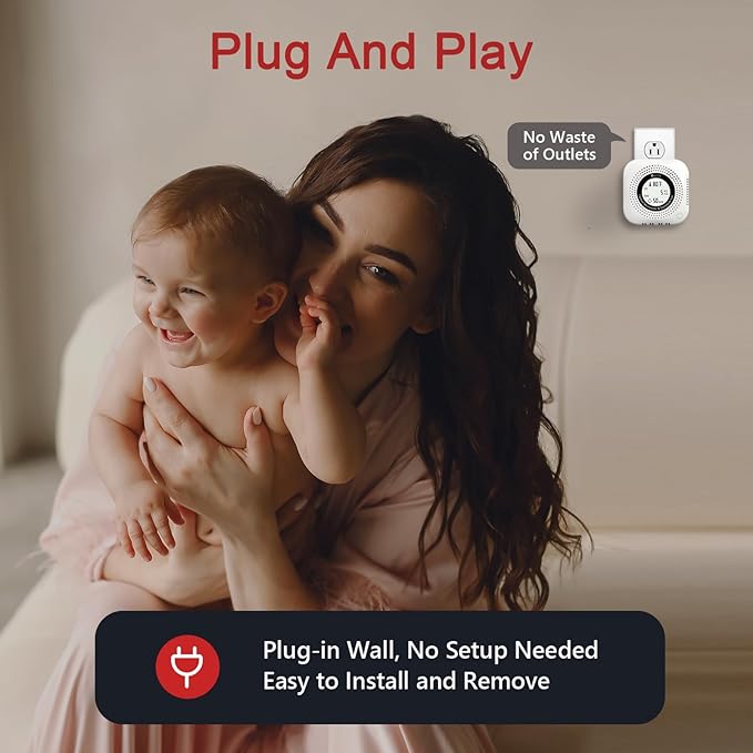 Carbon Monoxide 竊?Natural Gas Detector Plug-in, 4-in-1 Natural Gas, CO, Propane, Temp, Humidity & Explosive Gas Alarm with Foldable Plug for Home, Apartment, Hotel