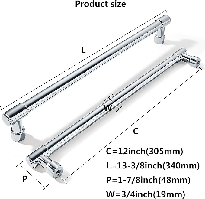 khtumeware Appliance Pulls Polished Chrome 12 Inch(305mm) Center to Center 1 Pack Heavy Duty Drawer Pulls Kitchen Cabinet Handle Cabinet Hardware