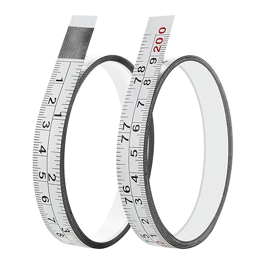 2 Packs 1/2-Inch Self-Adhesive Measuring Tape, 78 Inch or 200cm Peel and Stick Tape Measure, Imperial and Metric Scales, Left-Right Reading Ruler Tape for Workbench, Table Saw, Drafting Table, White