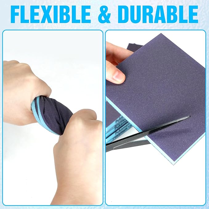 12 Pack Sanding Sponge, Washable and Reusable Sanding Blocks 80 Grit Wet Dry Sand Paper for Wood Drywall Metal Furniture