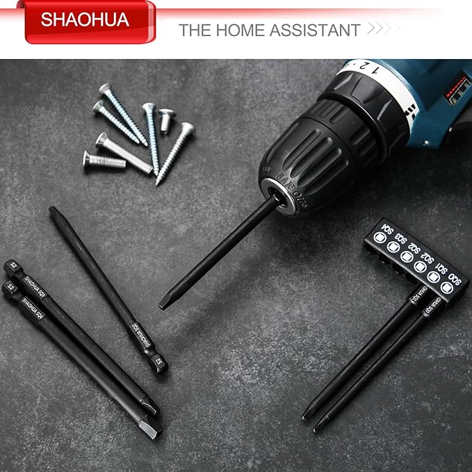 6PCS Square Drive Bits, SQ0/1/2/3/4 Allen Wrench Screwdriver Set, 4 Inch竊?00mm) Square Impact Driver Bits, 1/4 Hex-Shank Pocket Hole Screw Drill Bit, Magnetic Screwdriver for Appliances Repairs