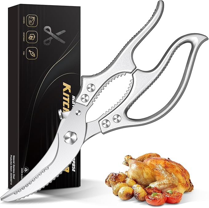 Heavy Duty Poultry Shears ??Luxury Kitchen Shears & Multipurpose Kitchen Scissors for Meat, Chicken, Fish & Vegetables, High Carbon Stainless Steel, Safety Lock, Dishwasher Safe