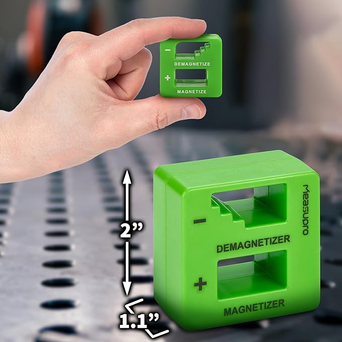 Demagnetizer and Magnetizer for Screwdrivers Tips, Bits, and Small Tools, Large or Big Screws, Drills, Drill Bits, Sockets, Nuts, Bolts, Nails and Precision Construction, Green - 3 Pack