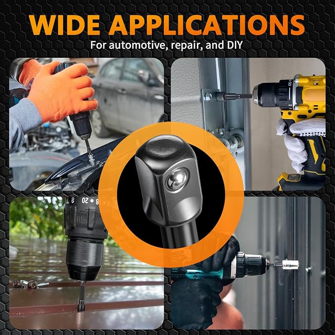 Mellbree 1/2 Impact Socket Adapter, 4 Pack 1/4 to 1/2 Inch Drill Socket Adapter for Impact Driver/Wrench, Automotive DIY, Extension Socket Bits, Handle Nut Driver and Drills