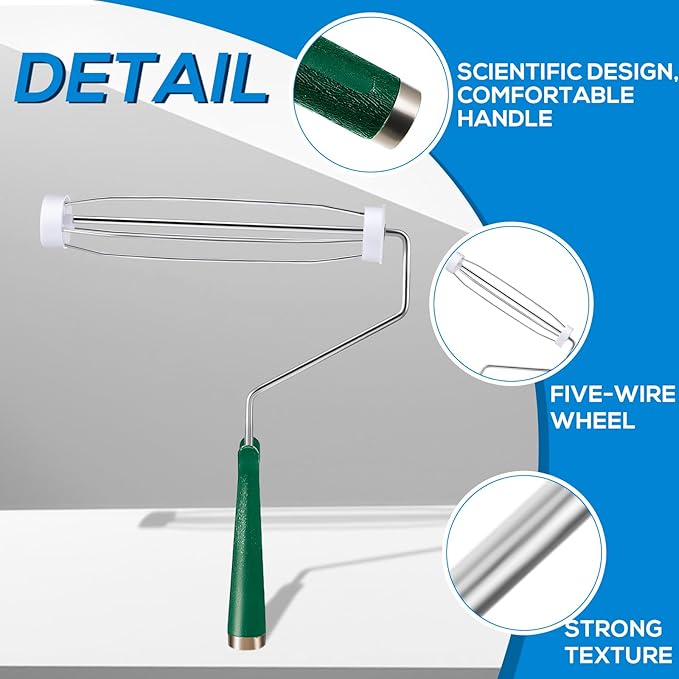 Gerrii 12 Pcs 9 Inch Paint Roller Painting Roller Frame 5 Wire Brush Supplies for Wall House Homes (Green)