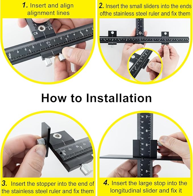 Aluminum Alloy Cabinet Hardware Jig - Precision Drilling Guide Tool for Cabinet Door/Drawer Handle & Knob Installation with 3 Drill Bits & Auto Punch, Hardware Jig for Woodworkers DIY