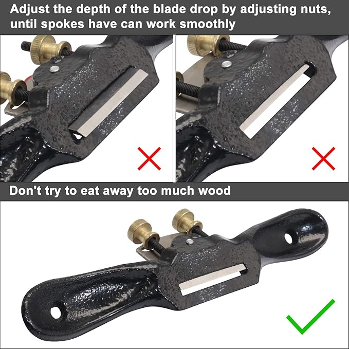 KOOTANS 2pcs 9" 10" Adjustable Spokeshave with Flat Base, 4pcs Replacement Blades and 4-Way Rasp File, Spokeshave Woodworking Tool, Perfect for Wood Craft, Planing Trimming, Deburring Tools