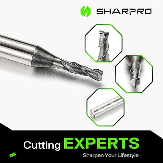 2MM End Mills 4MM Shank, 2 Flute Carbide Square Endmill with AlCrN Coated, Upcut Spiral CNC Router Bits for Alloy Steel, Metal and Stainless Steel