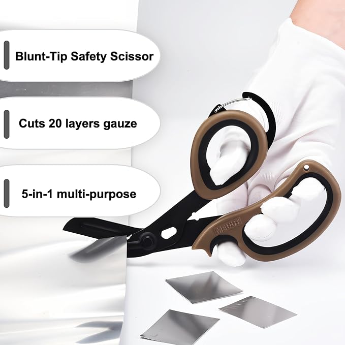 MEUUT 2 Pack Medical Scissors Trauma Shears with Carabiner design, 7.5" Fluoride Coated Non-stick Blades Bandage Scissor for Nurses, EMT, Household, outdoors