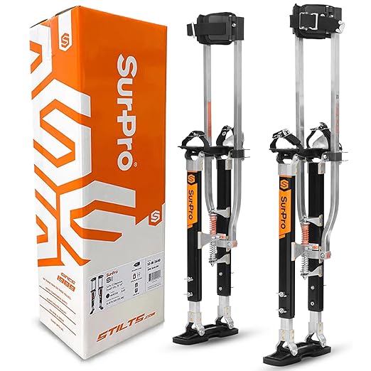 SurPro Double-Sided Drywall Stilts, Magnesium Base, 26??- 40??Height, QuadLock Contractor-Grade Stilts (S2-M-2640) for Drywallers, Painters, Ceiling Work, Stilts Drywall
