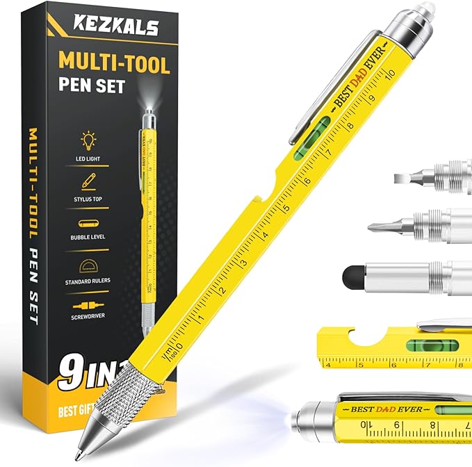 KEZKALS Gifts for Dad, 9 in 1 Multitool Pen Gifts for Men, Mens Stocking Stuffers for Adults, Mens Gifts for Him Grandpa, Personalized Dad Gifts for Men, Christmas Gifts for Men's Who Have Everything