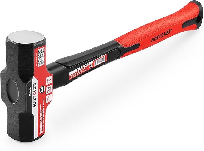 MAXPOWER 3lb Sledge Hammer, Drop forged Steel Head, 12.8 inch Fiberglass Handle Shock-Resistant