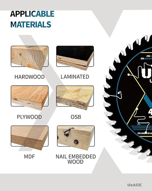 UXACE 4-1/2-Inch 40-Tooth Circular Saw Blade with 3/8-Inch Arbor, Ultra Finish Wood Cutting, Carbide Tip, Thin Kerf, for Plywood, MDF, OSB, Laminated, 3 Pack