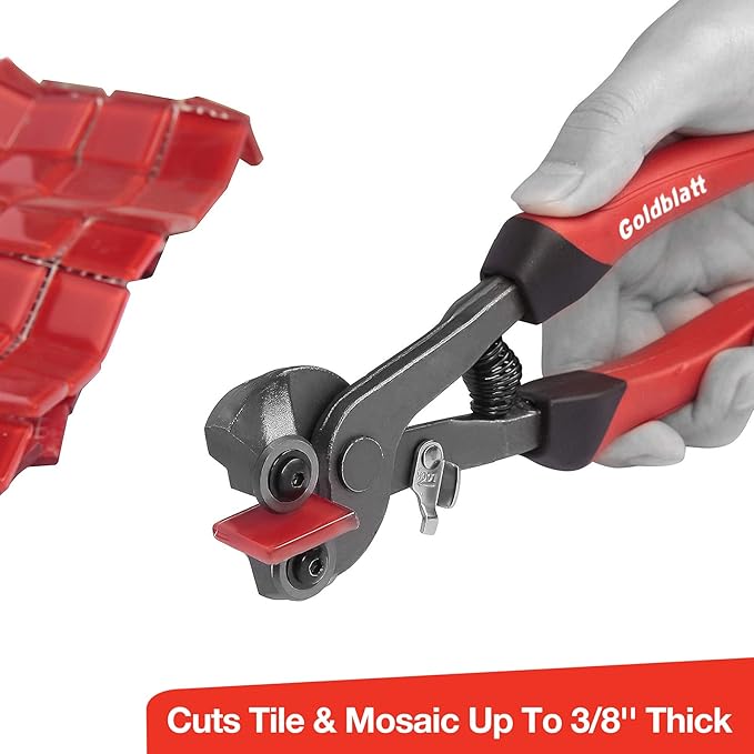 Goldblatt 2 Piece Glass Tile Nippers Set - Heavy Duty Wheeled Glass Mosaic Nipper & Hd Ceramic Tile Nipper, Tile Cutter Pliers Soft-grip Handle - Shapping Plier, Nipper Cutting Tools, Stone, Metal