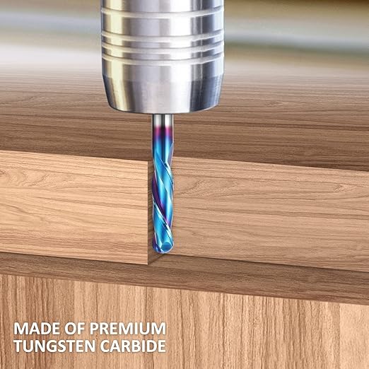 HQMaster Ball Nose Router Bit Upcut 1/4 Inch Shank Solid Carbide CNC Router Bit with Nano Blue Coating CNC Bits End Mill for Woodwork Mortise Slot Trim