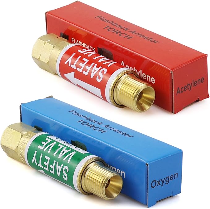 Oxygen Acetylene Flashback Arrestors Set 2-Set, Torch End - Standard "B" 9/16-18UNF Threads Size