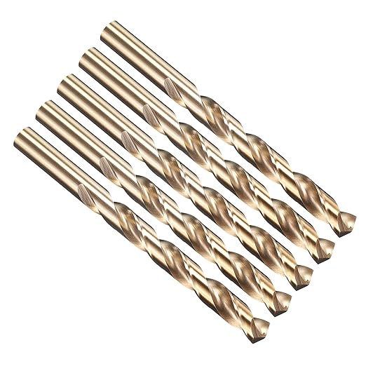 PATIKIL 29/64" Drill Bit, Jobber Straight Shank M35 Cobalt 5% High-Speed Steel 135째 Gold Finish for Stainless Steel Hard Metal - 5 Pack