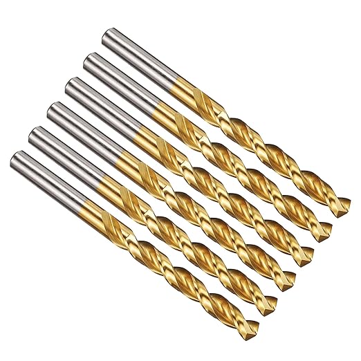 PATIKIL 8.5mm Drill Bit, M42 8% Cobalt High-Speed Steel Jobber Straight Shank 135° Titanium Nitride (TiN) Coated for Hard Metal Stainless Steel - 6 Pack