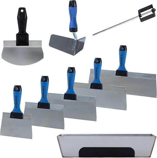 Ultimate Drywall Finishing Kit - Stainless Steel I Advance Equipment MFG Co. I Professional Quality I Mud Pan, Drywall Knife,Pail Scoop I Model 35631 I 100+ Years Family Owned USA Made