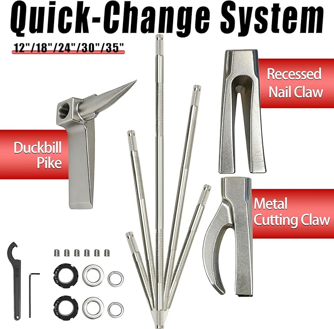 Halligan Bar Set - 12/18/24/30/35" Firefighter Tool - Forged Steel One-Piece Construction | Fork Gap Design