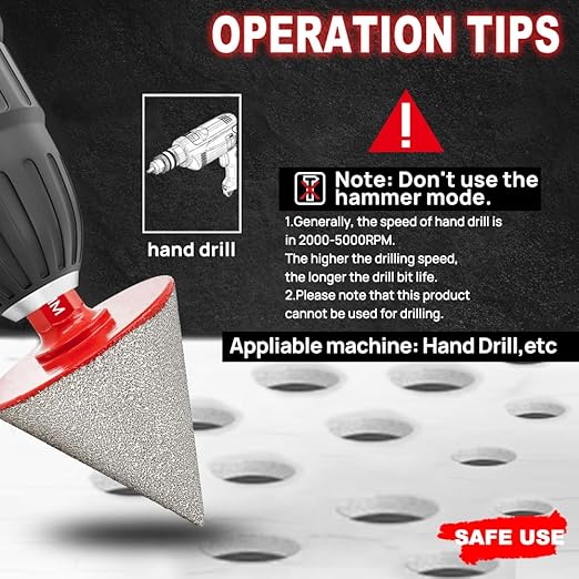 DT-DIATOOL Diamond Beveling Chamfer Bits - Diamond Countersink Drill Bit 2 Inch with Hex Shank for Enlarging Trimming Shaping Existing Holes of Granite Marble Porcelain Tiles,Size of 0 to 50mm 2pcs
