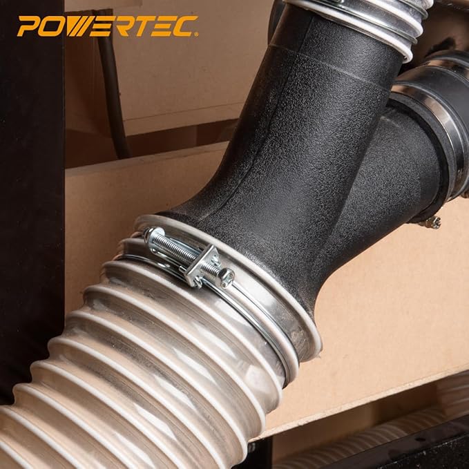 POWERTEC 70216-P2 3 Inch Double Wire Hose Clamp with bolt, Adjustable Hose Clamps for Dust Collector, Dust Collection Hose and Dryer Vent Hose, Pipe Clamp, Worm Gear Clamp, 10 pack (Color May Vary)
