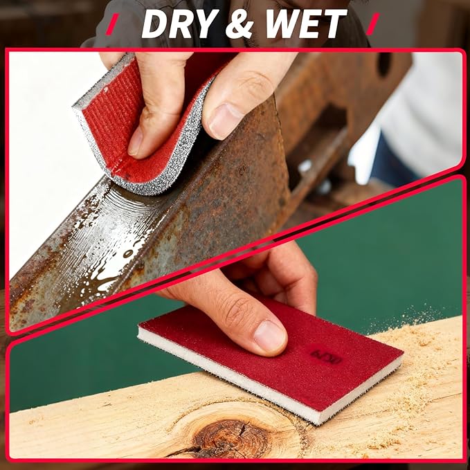 26PCS Sanding Sponge, Washable and Reusable Sanding Blocks, Hook & Loop Wet Dry Sandpaper Block for Drywall Metal Wood Furniture and Model Polishing, 120-3000 Grit Sand Paper Assortment Pack