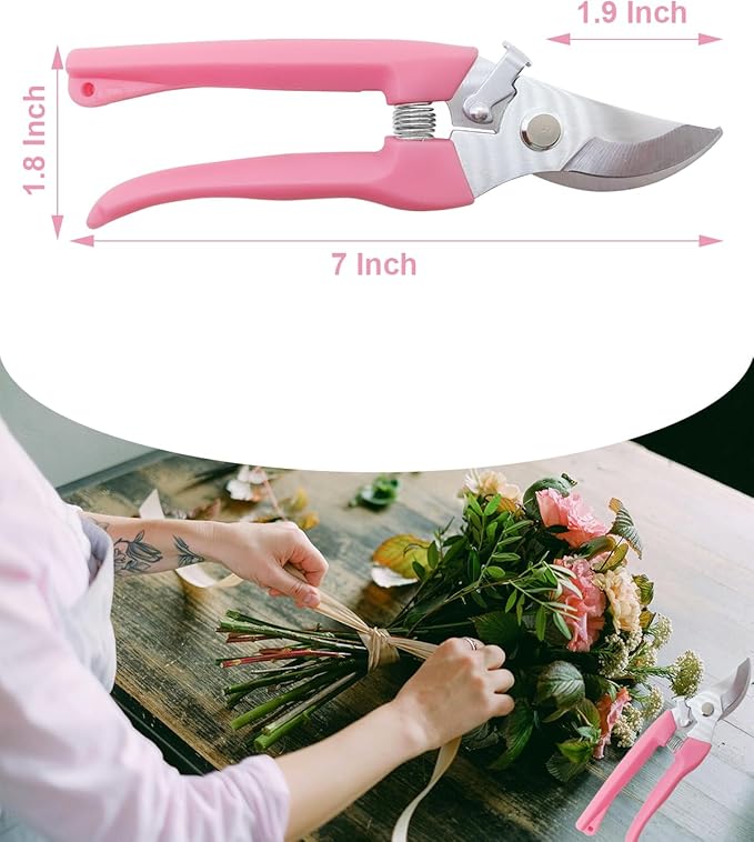 Pruning Shears for Gardening, 4 Pack Garden Scissors for Cutting Fresh Flowers, Floral Clippers for Plants, Fruits (Pink)